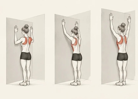 Wall stretch: slide arms up the wall