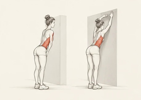 Lat stretch against the wall